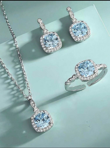 Silver tone blue cushion - tone,