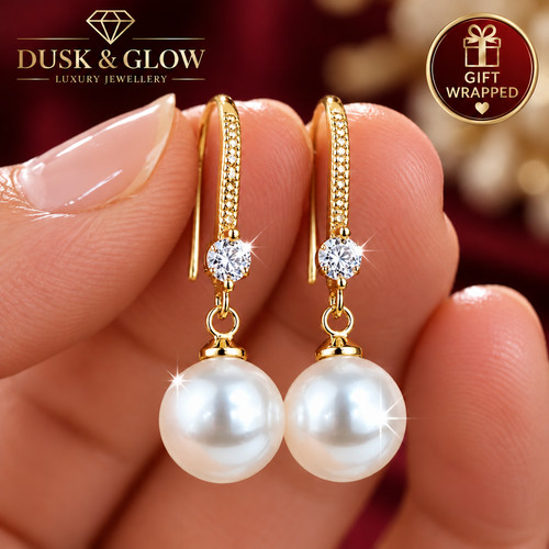 Gold faux pearl - gold, drop