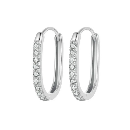 Crystal oval hoop circle - crystal,