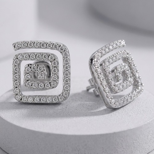Silver greek key stud - silver,