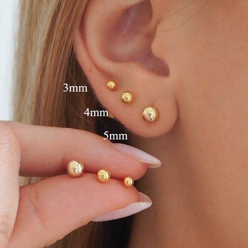 9ct solid gold pair ball - pair, round