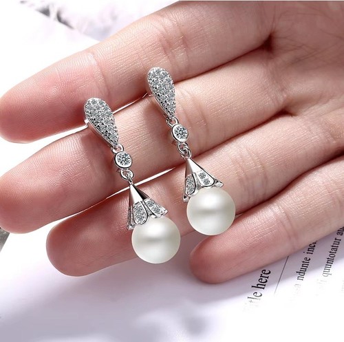Silver freshwater pearl drop - freshwater,