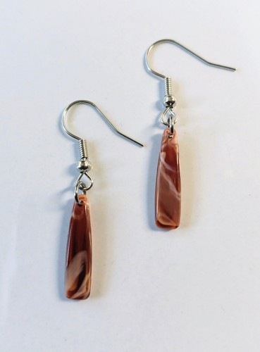 Brown long drop earrings - brown, earrings.