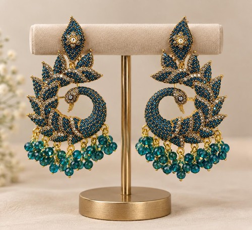 Peacock statement earrings - peacock,