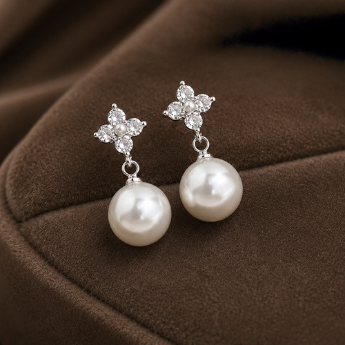 Clip earrings drop silver - on,