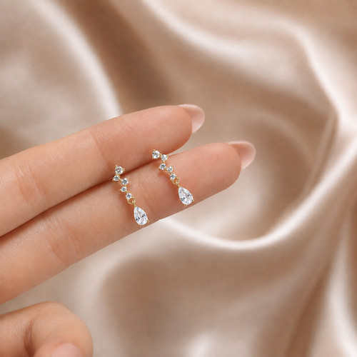 Small gold earrings - gold, drop