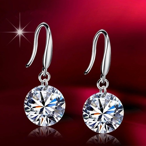 Silver crystal drop earrings - crystal,