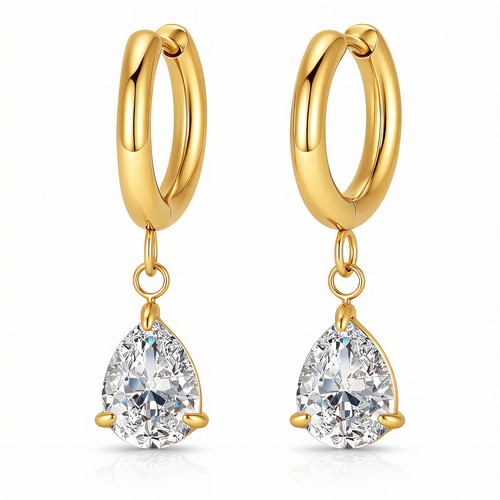 Gold plated hoop teardrop - gold,
