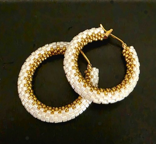 Handmade miyuki beaded hoop - handmade,