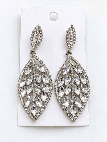 Silver crystal leaf - silver, drop