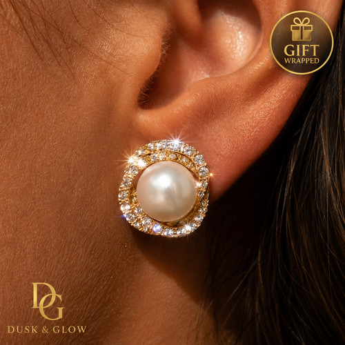 Faux stone pearl - faux, stud