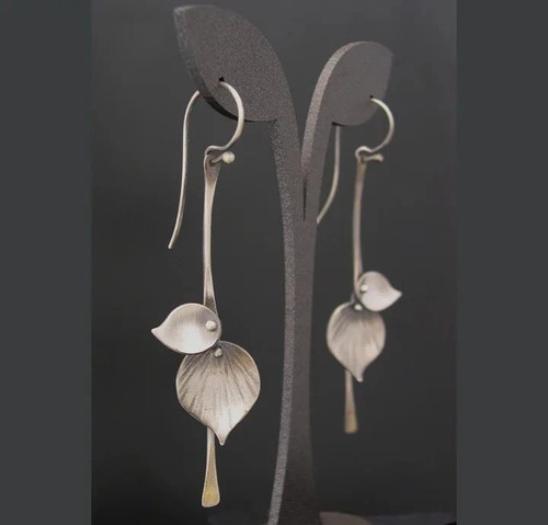 Bohemian leaf earrings silver - leaf,
