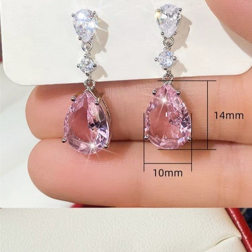 Pink cubic zirconia - zirconia, teardrop