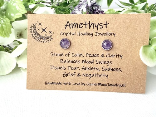 Natural amethyst stud earrings - amethyst,
