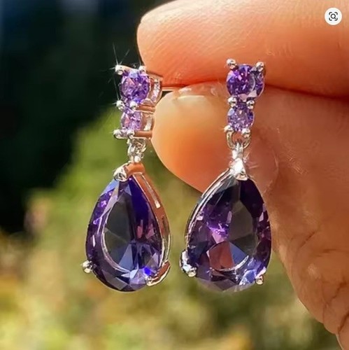 Purple cubic zirconia teardrop - cubic,