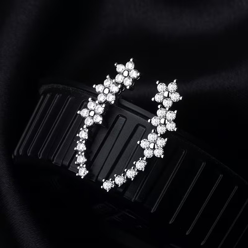 Silver climber stud earrings - climber,